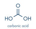 Carbonic acid molecule. Formed when carbon dioxide is dissolved in water carbonated water. Skeletal formula. Royalty Free Stock Photo