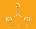 Carbonic acid molecule. Formed when carbon dioxide is dissolved in water carbonated water. Skeletal formula. Royalty Free Stock Photo