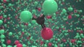 Carbonyl fluoride molecule. Conceptual molecular model. Chemical looping 3d animation
