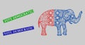 Grunged Vote Democratic Stamp Seals and Network American Democratic Elephant Mesh
