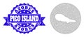 Carcass Mesh Circle Subtracted Map of Pico Island with Distress Stamp