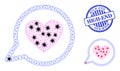 Carcass Mesh Love Message Pictograms with Virus Items and Distress Round High-End Stamp Seal