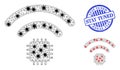 Carcass Mesh Radio Sensor Icons with Infectious Centers and Textured Round Stay Tuned Seal