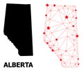 Carcass Polygonal Map of Alberta Province with Red Stars