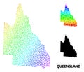 Carcass Polygonal Map of Australian Queensland with Red Stars