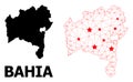 Carcass Polygonal Map of Bahia State with Red Stars