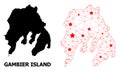 Carcass Polygonal Map of Gambier Island with Red Stars
