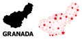 Carcass Polygonal Map of Granada Province with Red Stars