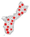 Carcass Polygonal Map of Guam Island with Red Coronavirus Items