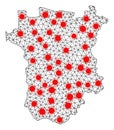 Carcass Polygonal Map of Ichkeria with Red Covid Centers