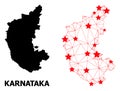 Carcass Polygonal Map of Karnataka State with Red Stars