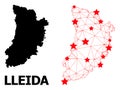 Carcass Polygonal Map of Lleida Province with Red Stars