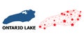 Carcass Polygonal Map of Ontario Lake with Red Stars