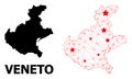 Carcass Polygonal Map of Veneto Region with Red Stars