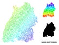 Wire Frame Polygonal Map of Baden-Wurttemberg State with Red Stars