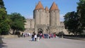 Carcassone Castle visitors queing to enter.