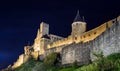 Carcassone medieval castle night view. Royalty Free Stock Photo