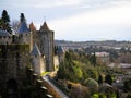 Carcassonne Fortress Atop The Hill Overlooking The Village