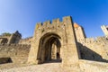 Carcassonne fortress lift-bridge and walls Royalty Free Stock Photo
