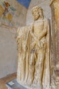 Carcassonne, France - 02.07.2021: Interior detail of the historical sculptures inside the fortress of Carcassonne. Royalty Free Stock Photo