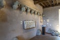 Carcassonne, France - 02.07.2021: Interior detail of the historical sculptures inside the fortress of Carcassonne. Royalty Free Stock Photo