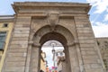 Carcassonne hilltop town in southern France UNESCO World Heritage Site famous medieval citadel door arch