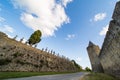 Carcassonne Medieval Citadel East Side Towers and Cemetary Walls View Royalty Free Stock Photo