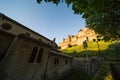 Carcassonne Medieval Citadel Spotlights and Church Saint-Gimer Side Wall