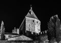 Carcassonne medieval fortress night view, old walls and towers h Royalty Free Stock Photo