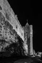 Carcassonne medieval fortress night view, old walls and towers h Royalty Free Stock Photo