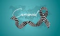 Carcinoid Cancer Awareness Calligraphy Poster Design. Realistic Zebra Stripe Ribbon. November is Cancer Awareness Month