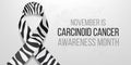 Carcinoid cancer awareness month concept. Banner template with zebra ribbon awareness and text.