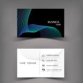 Business card template design. With inspiration from the line abstract. Blue and black color on gray background illustratio Royalty Free Stock Photo