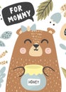 For mommy greeting card with a cute baby bear. Letter size format