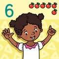 Girl showing six by hand Counting education card 6 Royalty Free Stock Photo