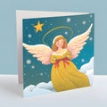 Card with an angel in the form of a girl. Christmas card as a symbol of remembrance of the birth of the savior