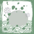 Card banner design doodle scandinavian style green gray white background. simple ornament trend of the season. Abstract template