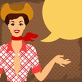 Card with beautiful pin up cowgirl 1950s style Royalty Free Stock Photo