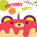 Card Birthday animal cake with candles Royalty Free Stock Photo