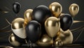 Card black gold ballons copy space elegant modern