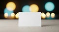 Card blank on bokeh lights background presentational blank card for text overlay Royalty Free Stock Photo