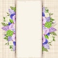 Card with blue, purple and white flowers. Vector eps-10. Royalty Free Stock Photo