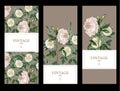 Card with botanical white roses in vintage style. Vector. Royalty Free Stock Photo