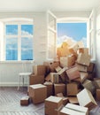 Card cardboard boxes in the room Royalty Free Stock Photo