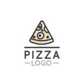 Card Cartoon Outline Logo of Fast Food Shop, Urban Place, Pizza, Pasta, Grill House Royalty Free Stock Photo