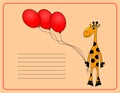 Card with Cheerful giraffe. vector