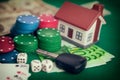 Card chips with house and car keys Royalty Free Stock Photo