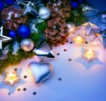 Card Christmas decorations blue background Royalty Free Stock Photo