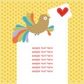 Card with colorful bird in love Royalty Free Stock Photo