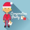 Card corporate party, the men in the New Year, Christmas costumes.